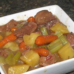 BEEF STEW
2 pounds cubed beef stew meat
 3 tablespoons vegetable oil
 4 cubes beef bouillon, crumbled
 4 cups water
 1 teaspoon dried rosemary
 1 teaspoon dried parsley
 1/2 teaspoon ground black pepper
 3 large potatoes, peeled and cubed
 4 carrots, cut into 1 inch pieces
 4 stalks celery, cut into 1 inch pieces
 1 large onion, chopped
 2 teaspoons cornstarch
 2 teaspoons cold water

Directions

In a large pot or dutch oven, cook beef in oil over medium heat until brown. Dissolve bouillon in water and pour into pot. Stir in rosemary, parsley and pepper. Bring to a boil, then reduce heat, cover and simmer 1 hour.
Stir potatoes, carrots, celery, and onion into the pot. Dissolve cornstarch in 2 teaspoons cold water and stir into stew. Cover and simmer 1 hour more.

Feel free to FOLLOW ME. I am always posting awesome stuff!**or

Join our FREE Weight Loss Support Group on Facebook. We have over 7000 members and growing!!!>>>https://www.facebook.com/groups/125010940977553/