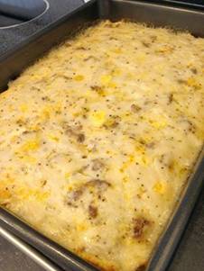 ***Biscuits & Gravy Casserole***


(SHARE this pic so it saves on your Timeline & you have it when you want it)

Join us here for more every day fun, tips, recipes, weight loss support & motivation>>>  @[562045323843777:69:Skinny Vibes]


Ingredients
1    pound    sausage
1 1/2    ounces    pork gravy mix ( 1 package of Pioneer Brand Peppered Sausage Gravy Mix )
1    cup    cheddar cheese, shredded
6    eggs
1/2    cup    milk
   to taste    salt
   to taste    black pepper
1    Can (8 oz)    biscuits ( 1 can Pillsbury Grands Biscuits )

Directions

Preheat oven to 350 degree's. Take a 9x13 pan and spray it with Pam or whatever you like to use. Then take the Biscuits and it into 1" pieces and line bottom of pan. Brown Sausage and scatter over biscuits. Sprinkle with Cheddar Cheese. Whisk eggs and milk with a pinch of salt and pepper and pour it over the pan. Make Gravy mix per package directions and pour over. Bake in the oven for about 30-45 minutes.