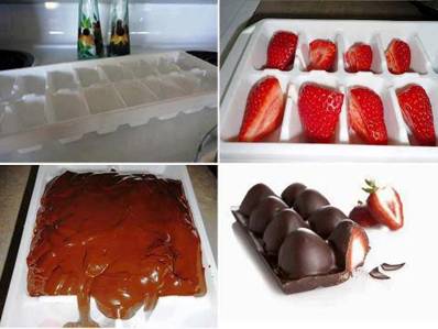 DELICIOUS!!!!!

CHOCOLATE, STRAWBERRIES AND AN ICE CUBE TRAY

Spray an ice cube tray with a small amount of oil.

Slice strawberries and place half in each hole of tray.

Melt dark chocolate bars or chips on your stove top in a small cooking pot. (3 large bars for each pint of strawberries)

Pour over strawberries.

Cool in fridge for 1 hour.

Invert tray and pop out!


PLEASE SHARE
To SAVE CHUCKLES recipes or tips, be sure to click SHARE so it will store on your personal page.
Join me for more at @[145972665574530:69:Weight No More ~ Getting Healthy & Loving It]