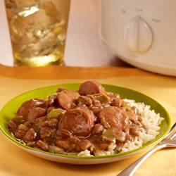 Cajun Slow Cooker Red Beans and Rice 

 No-Stick Cooking Spray
2 cans (15 oz each)  Whole Pinto Beans, undrained
1 pkg (13 oz each) turkey smoked sausage, sliced
1 cup chopped yellow onion
1 cup chopped green bell pepper
1 tablespoon Cajun seasoning
1/4 teaspoon ground red pepper
3 cups hot cooked long-grain white rice

Spray inside of 4-quart slow cooker with cooking spray. Place all remaining ingredients, except rice, in slow cooker. Stir to combine.
Cover; cook on LOW 8 hours or on HIGH 4 hours. Serve with hot cooked rice.


- See more at: http://www.readyseteat.com/recipes-Cajun-Slow-Cooker-Beans-with-Rice-6618.html?_pin_=#_a5y_p=668158