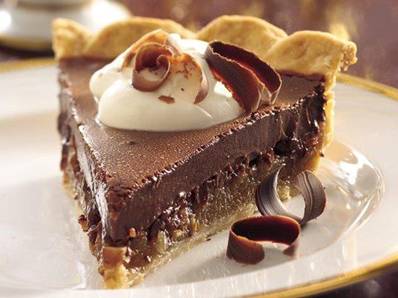 Chocolate Silk Pecan Pie

1 refrigerated pie crust, softened as directed on package 
1/3 cup granulated sugar 
1/2 cup dark corn syrup 
3 tablespoons butter or margarine, melted 
1/8 teaspoon salt, if desired 
2 eggs 
1/2 cup chopped pecans 
1 cup hot milk 
1/4 teaspoon vanilla 
1 1/3 cups semisweet chocolate chips 
1 cup whipping (heavy) cream 
2 tablespoons powdered sugar 
1/4 teaspoon vanilla 
Chocolate curls, if desired 

Prepare pie crust as directed on package for one-crust filled pie using 9-inch pie plate. Heat oven to 350°. Beat granulated sugar, corn syrup, butter, salt and eggs in small bowl with electric mixer on medium speed 1 minute. Stir in pecans. Pour into pie crust in pie plate. Bake 35 to 45 minutes or until center of pie is puffed and golden brown. Cool 1 hour.

http://www.bettycrocker.com/recipes/chocolate-silk-pecan-pie/c289d040-7104-460d-8ea0-35b5f664622e