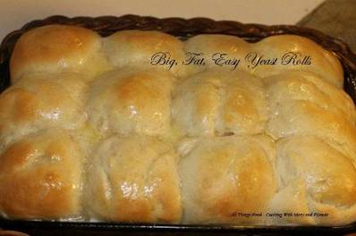 This is one if Mary A Southern , Favorite Recipe

Easy Big Fat Yeast Rolls
I've had lots of compliments on these over the years, and many people now have this recipe and it's the only one they use! 
 
 Ingredients
1 cup warm water
1 pkg active dry yeast
1/4 cup sugar
1 tsp salt
3 tbls softend butter
1 egg, beaten
3 1/2-4 cups flour

Method
Put water and yeast in large mixing bowl and add next 4 ingredients. Beat with dough hook until well blended. Add 3 1/2 to 4 cups flour and mix until soft dough forms (should not be sticky). Put out onto floured board and knead a few times until smooth. Place in greased bowl, cover with plastic wrap and let rise in warm place approx. 45 minutes. Punch down and turn out onto floured board. Shape into 12 rolls and place in greased 13x9 in. baking pan. Let rise again about 30 minutes. Bake 350 for 20 minutes. Brush tops of rolls with butter.  Recipe is easily doubled.

Enjoy,
Mary..