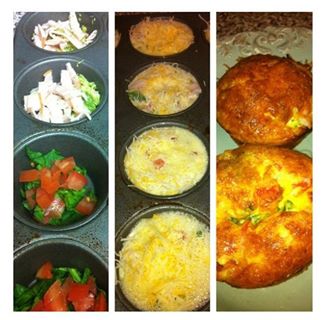 Egg Muffins!!! These are one of my all-time favorite & EASY meal-preps. 

Spray a muffin/cupcake pan w/ non-stick spray. 
Fill with ANYthing you want: ham & broccoli, chicken & carrots, spinach w/ feta & tomatoes, steak & bell peppers....whatever you have in the fridge. (Note: add all veggies RAW - they will cook to perfection during the baking process)
Mix approx 1 egg per/muffin in a blender w/ a splash of milk. Pour directly into each cup just below the rim.
Top with shredded or sliced cheeses of your choice.
Bake at 425 degrees for approx 20 min.
Let cool before removing from pan
These can be stored in your fridge for up to 3-4 days! Simply warm in the microwave for a quick breakfast on-the-go!
