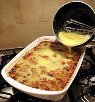 Grandma's Old-Fashioned Bread Pudding with Vanilla Sauce 

• 4 cups (8 slices) cubed white bread
• 1/2 cup raisins
• 2 cups milk
• 1/4 cup butter
• 1/2 cup sugar
• 2 eggs, slightly beaten
• 1 tablespoon vanilla
• 1/2 teaspoon ground nutmeg


Sauce Ingredients:
• 1/2 cup butter
• 1/2 cup sugar
• 1/2 cup firmly packed brown sugar
• 1/2 cup heavy whipping cream
• 1 tablespoon vanilla


Directions for Pudding:
Heat oven to 350°F. Combine bread and raisins in large bowl. Combine milk and 1/4 cup butter in 1-quart saucepan. Cook over medium heat until butter is melted (4 to 7 minutes). Pour milk mixture over bread; let stand 10 minutes. 
Stir in all remaining pudding ingredients. Pour into greased 1 1/2-quart casserole. Bake for 40 to 50 minutes or until set in center. 
Directions for Sauce:
Combine all sauce ingredients except vanilla in 1-quart saucepan. Cook over medium heat, stirring occasionally, until mixture thickens and comes to a full boil (5 to 8 minutes). Stir in vanilla. 
To serve, spoon warm pudding into individual dessert dishes; serve with sauce. Store refrigerated -Fashioned Bread Pudding with Vanilla Sauce