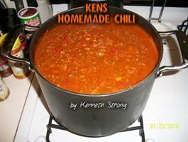 My friend Kenneth did it again!!! This is Great Chili Recipe for a cold night!! 

<3 KEN'S HOMEMADE CHILI <3

Ingredients:
3 Lbs Angus ground chuck, or coarse ground chili meat.
3 onions, diced
6 garlic cloves, diced small
1 large bell pepper, diced
1 large can tomato juice
3 cans Diced tomatoes & Green Chilies
4 cans kidney, pinto beans or a combination of both, drained and rinsed
1/4 cup chili powder, or a little more.
3 Tbsp cumin
1 Tbsp cayenne pepper
1 Tbsp Creole seasoning, or season to taste
1 Tbsp paprika
3 Tbsp black pepper
2 Tbsp white pepper
2 tsp oregano 
2 Tbsp olive oil
3 Tbsp flour, or corn starch
1 cup of water

Instructions;
Heat oil in a large frying pan. Sauté onions and bell pepper until soft. Add garlic and continue to cook for about 2 min. 
Cook ground beef in separate pan, drain off excess fat.
Add tomato juice, diced tomatoes, onions, bell pepper, beans and seasonings. Bring to a slow boil, reduce heat and simmer, stirring occasionally. 
Mix flour, or corn starch in water. stir well and add to chili during the last 30 min. 
Serve with cornbread or top with tortillas and shredded cheese.

Thank you Kenneth Strong for this great recipe!

(¯`v´¯) 
`*.¸.*´
¸.•´¸.•*¨) ¸.•*¨)
(¸.•´ (¸.•´ .•´ ¸¸.•¨¯`•.•:*¨¨*:•..•:*¨¨*:•..•:*¨¨*:•..•...
┊　　┊　　☆ 
┊　　★
☆
FRIEND OR FOLLOW ME! I am always posting awesome stuff!