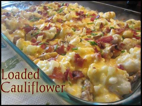 Click **Share** to *Save* this Awesome Recipe to your Timeline!

Loaded Cauliflower 

Ingredients:
1 large head of Cauliflower cut into bite size pieces (approx 6 cups)
6-8 strips of bacon cooked and crumbled (Cooked in oven at 400° for 20 mins)
6 Tbs chopped Chives
1/2 cup Mayonnaise
1/2 cup Sour Cream
2 cups Colby Jack Cheese ( may use cheddar)
8 oz container sliced mushrooms
Directions:
Preheat oven to 425°
In a large pot boil water and cook Cauliflower for 8 - 10 minutes, drain and let cool.
In a large bowl combine sour cream, mayo, 1/2 of crumbled bacon, 3tbs chives, 1 cups of cheese,mushrooms and cauliflower and mix well... place in baking dish and cover with remaining 1 cup of cheese and rest of bacon crumbles. Bake for 15-20 minutes until cheese is melted. top with remaining 3 Tbs chives and serve.
ENJOY!!!!

**Feel free to send me a FRIEND REQUEST or FOLLOW ME. I am always posting awesome stuff!** 
Join our FREE Weight Loss Support Group on Facebook. Recipes, Diet Tips, Support and Encouragement. We have over 58,000 members and growing!! Join here>>>https://www.facebook.com/groups/GettingFitwithDavid