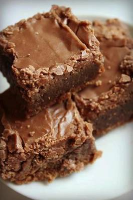 Lunchroom Lady Iced Brownies (50 yr old Recipe)
1 c butter
1/2 c cocoa
2 c flour
2 c sugar
4 eggs
4 tsp vanilla
1 c chopped nuts.

Pour in 9x13 pan. Bake 20-25 mins on 350. Check at 20 mins.

Icing

1/4 c softened butter 
1/4 c can milk (regular milk is fine)
1/4 c cocoa
3 c powdered sugar
dash salt

Mix all together & frost as desired.