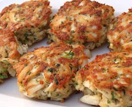 MARYLAND CRAB CAKES 
http://www.onceuponachef.com/2010/07/maryland-crab-cakes-with-quick-tartar-sauce.html
INGREDIENTS:
1 large egg
2½ tablespoons mayonnaise (I like Hellman’s Real)
1½ teaspoons Dijon mustard (I like Maille brand)
1 teaspoon Worcestershire sauce
1 teaspoon Old Bay seasoning
¼ teaspoon salt
¼ cup finely diced celery (you’ll need one stalk)
2 tablespoons finely chopped fresh parsley
1 pound lump crab meat*
½ cup panko (I like the Whole Foods 365 brand for this recipe)
Canola oil

DIRECTIONS:
1. Line a baking sheet with aluminum foil.

2. Combine the egg, mayonnaise, Dijon mustard, Worcestershire, Old Bay, salt, celery, and parsley in a large bowl and mix well. Add the crab meat (be sure to check the meat for any hard and sharp cartilage) and panko; gently fold mixture together until just combined, being careful not to shred the crab meat. Shape into 6 crab cakes (about ½ cup each) and place on prepared baking sheet. Cover and refrigerate for at least 1 hour.

3. Preheat a large nonstick pan to medium heat and coat with canola oil. When oil is hot, place crab cakes in pan and cook until golden brown, about 3-5 minutes per side. Be careful as oil may splatter. Serve immediately with tartar sauce or a squeeze of lemon.

Quick Tartar Sauce
Ingredients

1 cup mayonnaise
1½ tablespoons sweet pickle relish
1 teaspoon Dijon mustard
1 tablespoon minced red onion
1-2 tablespoons lemon juice, to taste
Salt and freshly ground black pepper, to taste

Directions

Mix all ingredients together in a small bowl. Cover and chill until ready to serve.
**Found Via http://www.onceuponachef.com/2010/07/maryland-crab-cakes-with-quick-tartar-sauce.html