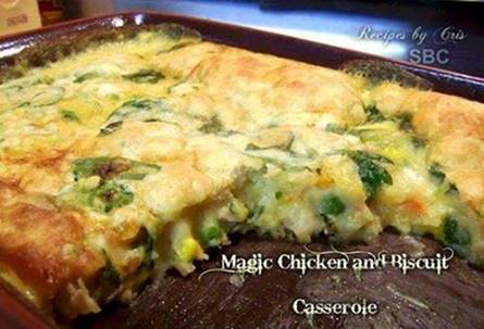 Magic Chicken and Biscuit Casserole
Yield: 8 servings
4 Tbsp butter
2 chicken breasts, cooked and shredded...
Up to 2 cups mixed vegetables (can use frozen, fresh or a mix)
¼ onion, diced small
1/2 cup shredded cheddar cheese
2 cups reduced fat biscuit mix
1 ½ cups skim milk
1 ½ cups chicken broth
2-3 chicken bouillon cubes (if using canned broth, use all 3)
1 can fat free cream of chicken soup
Heat oven to 350° F. In a 9X13 dish, place butter in cubes and allow to melt in the oven. Heat the broth and dissolve the bouillon, set aside. Remove the dish from the oven and layer chicken on top of the butter, do not stir. Place your favorite mix of vegetables and onions on top of the chicken, do not stir (I used corn, green peas, carrots, spinach and bell pepper). Top with the cheese, no stirring! Combine the biscuit mix and the milk, pour over the top and again, do not mix! Mix together the broth and the cream of chicken soup, pour THIS over the top of everything, again, DO NOT STIR…yep, it looks like a mess, but bake for 45-50 minutes and the magic happens! Remove when top is evenly browned and allow to sit for 5-10 minutes before serving. This is absolutely delicious!
Share to save on your timeline!
★★★★★★★★★★★★★★•.✽.
☆ HAVE A BLESSED Day ☆
Come join my free weight loss support group @
https://www.facebook.com/groups/melaniehealthyweightloss