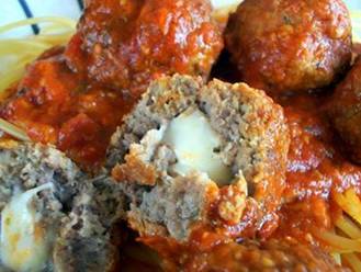 OMG these look AMAZINGLY delicious!!!! (Share to keep on your page)
Mozzarella Stuffed Meatballs!!!

Ingredients:
1 lb ground beef
1 lb ground pork or mild Italian sausage
1 cup breadcrumbs
1 TBSP Italian seasoning
3 eggs
3 garlic cloves, minced
1 tsp salt
1/2 tsp pepper
1/2 lb mozzarella, cut into cubes
Olive Oil
Marinara (jar or homemade)

Directions:
In a large bowl mix beef through pepper. Form into 2" balls. Press a cheese cube in the middle and seal the meat around it.
Heat 1/2" olive oil in a large skillet. Brown meatballs and then set aside on plate.

Pour marinara sauce into pan; bring to a simmer. Add meatballs and simmer until cooked through, about 30 minutes.
Serve over spaghetti or on top of a hoagi!!

Join our group for recipes, fitness ideas, weight loss motivation and support -- >> @[158115961011407:69:DEB's Healthy Friends ~ Weight Loss Support Group]

FRIEND REQUEST or Follow me for other cool stuff << -- @[1212050182:2048:Deb Fowler Nicholson]
http://tinyurl.com/Commit2Healthy