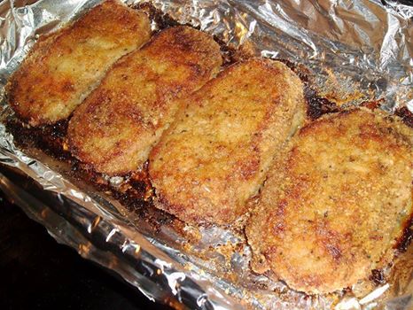 Talk about taking pork chops to a whole new level, these were melt in your mouth delicious!

Parmesan Baked Pork Chops 

4 boneless pork chops
1 T. olive oil
1 C. parmesan cheese (I used Kraft)
1 C. Italian bread crumbs
1 tsp. pepper
1 tsp. garlic powder

On a plate combine the last 4 ingredients. Rub the pork chops with olive oil and then dip (coat) each one in the cheese mixture. Press the mixture over the pork chops to make sure they are well covered in it. Line a pan with tin foil and spray with cooking spray. Place the pork chops on the pan and bake at 350 degrees for 40-45 minutes.

Source: Janet's Appalachian Kitchen

✔ Like ✔ “Share” ✔ Comment ✔ Repost 
FOR MORE GREAT RECIPES AND IDEAS 
ADD OR FOLLOW Mary Stone 
OR JOIN MY GREAT GROUP Discover the new you
