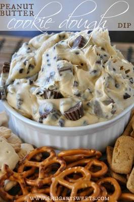 You won't want to lose this recipe, so hit "Share" so it saves to your photos, so you have it when you want it! Yummy!
 
Reese’s Peanut Butter Cookie Dough Dip
 Yield: serves 10-12
 
A decadent dip filled with chocolate chips and Reese's PB cups.
 
Ingredients
 
1/2 cup unsalted butter
 1/2 cup light brown sugar
 1/4 cup creamy peanut butter
 8 oz cream cheese, softened
 3/4 cup powdered sugar
 1 tsp vanilla extract
 1/2 cup semi sweet mini chocolate chips
 8oz pkg Reese's peanut butter cup Minis (or about 1 1/2 cup chopped Reeses cups)
 Instructions
 
In a small saucepan over medium heat, add brown sugar and butter. Whisk until completely combined and butter is melted. Bring to a boil, remove from heat. Whisk in the peanut butter and vanilla extract. Set aside to cool.
 In a large mixing bowl, beat cream cheese with powdered sugar until creamy (about 3-4 minutes. On low, add in brown sugar mixture (that has cooled to near room temp). Mix until combined. Fold in mini chocolate chips and mini Reese's cups. Serve immediately or store in refrigerator until ready to serve. Enjoy with pretzels, animal cracker and graham sticks.