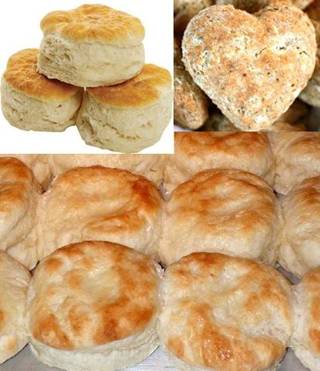 Rich Buttermilk Biscuits

1 cup flour     
½ tsp salt     
2 tsp baking powder     
1/8 tsp baking soda
1/8 cup shortening     
½ cup milk     
1 tsp apple cider vinegar or lemon juice 

Preheat oven to 450 degrees F.   Sift flour, salt, baking powder and soda.   Cut in shortening.   Combine milk and apple cider vinegar.   Stir into flour mixture to make soft dough.   

Turn dough on to floured board and knead until soft and elastic.   Roll out to ½ inch thick and cut into biscuits.   Bake on ungreased baking sheet for 8 to 10 minutes.
@[100001126562834:2048:Granny's Favorites Cookbooks]