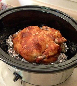 (Sorry guys, I know this is a repost but I need it on my Timeline so I can save it) :)

Rotisserie Chicken in the Crockpot

Prep Time: 10 minutes
Cook Time: 4 - 6 hours

Yield: unknown

Karen shares this ingenious idea for making your own rotisserie style chicken with your crock pot. Simple and so very welcome during these too hot to cook days of Summer!

1. Wad up balls of aluminum foil and cover the bottom of the crock pot. 

2. Wash and season your chicken. I used BBQ seasoning.

3. Bake on low until the chicken is done. I sort of lost track of how long mine baked, but if you can simply pull a leg off easily, it's done usually. 

*FOUND at Momspantrykitchen. Mom's note: I would suggest about 4 hours on high, or 6 on low for a 3-5 lb chicken.

Join us here for more every day fun, tips, recipes, weight loss support & motivation
@[467940213255461:69:Peggy's Skinny Friends]
Order YOUR Skinny Fiber HERE ! :) www.plcox7182.eatlessfeelfull.com
