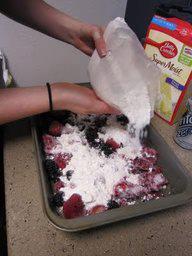 Photo: Frozen berries, dry cake mix, and 1 can of sprite. yummy cobbler. It sounds so easy - and it is good and weight watcher friendly! Ingredients
Two 12-oz bags frozen mixed berries
1 box white cake mix (no pudding)
1 can of diet 7-up or sierra mist (clear soda)

Instructions
Place frozen fruit in a 9x13 baking dish. Add dry cake mix over the top. Pour soda slowly over cake mix. DO NOT stir the cake mix and the pop - this will give you a 'crust'. If you stir the two, you will hsve a cake like topping.

Bake 350 for 45-50 min.

You may be able to use frozen peaches instead of mixed berries.

Serves 16; 4 PointsPlus

www.pamperedchef.biz/jamipetersen


Find a recipe you simply LOVE and want to come back to? EASY! Just click "SHARE" and share it to your own page OR tag yourself in it. Then, when you need it again, it will be on YOUR page in your photos.
